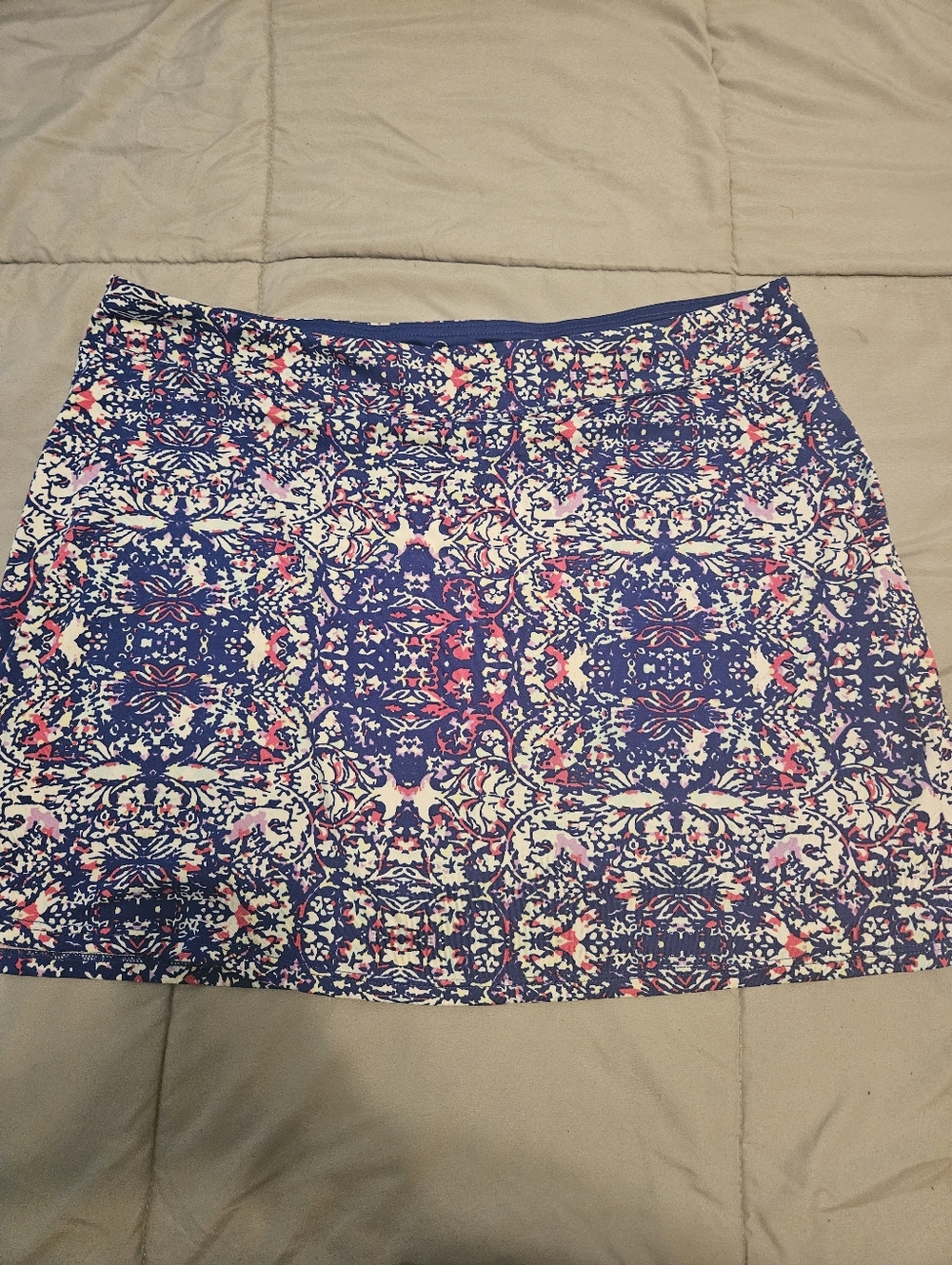 Tranquility by Colorado Clothing Navy Blue Floral Mosaic Mini Skirt